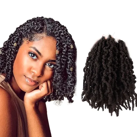 Wholesale 10inches Brown Fluffy Short Curly Passion Crochet Braiding Pre twisted Spring Twist Braids Synthetic Hair Extensions