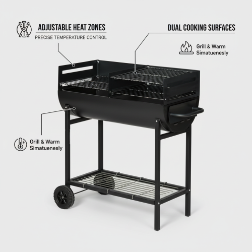 Besar Dual Grill Arang BBQ Memasak 2 Orang Lebih Pantas