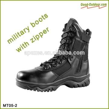 Leather Combat Military Boots With Zipper