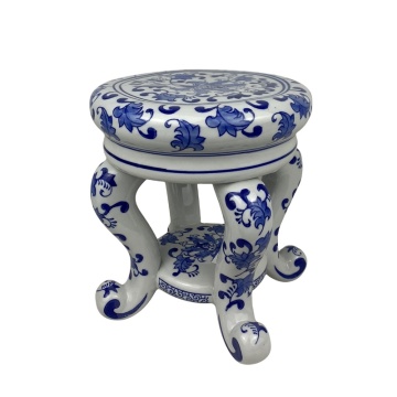 9 inch Blue and White Cute 4 Feet Ceramic Stool RXAE-FL10-906A-B