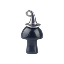 Black Obsidian Mushroom Wizard Cap Pendant for Making Jewlery 15X20mm Stone Halloween Charms