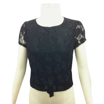 Women's Lace T-shirts, Made of 100% Polyester