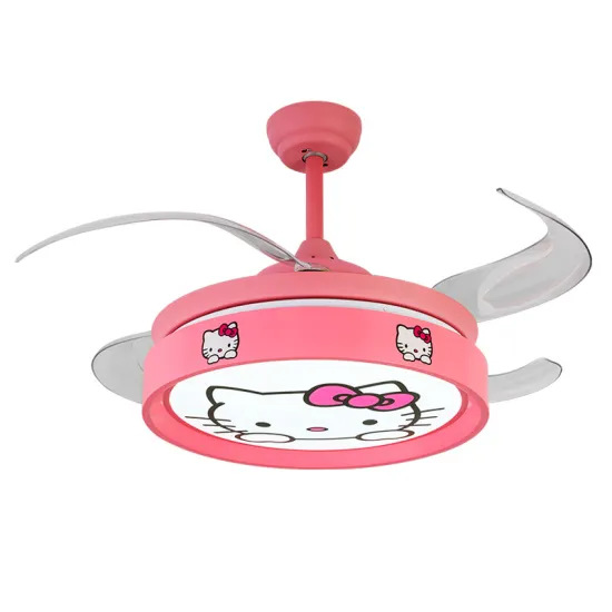 Cartoon Cat Shape LED Chandelier Fan for Kids' Room