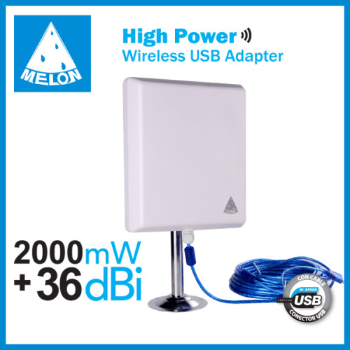 Outdoor wireless network adapter 150Mbps,2000mW,RT3070 chipset,36dbi,10m dual port cable,Melon N4000