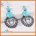 Klassieke accessoires dubbele ronde Turquoise stenen hart oorbellen