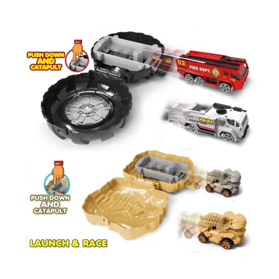 Storage and Launcher Toys: EPT Dollar Fire, Police, Fossil Dinosaur, and Racing Cars for Boys and Girls
