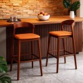 Hot Sales Bar Chair Light Luxury Design Solid Wooden Bar Stool Furniture Chairs Modern Soft Bag High Chair