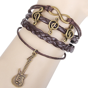 original braided cords happy music note guitar charm infinity bracelets antique bronze metal accessories infinity bracelets