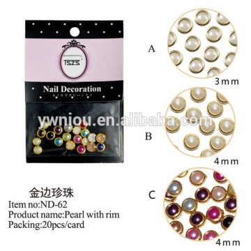 4MM decorative nail art pearl rim beads Flat back Pearl Beads