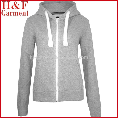 women's cheap plain grey zip up hoodie with hood for autumn season