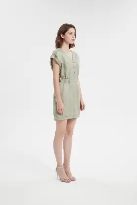 ladies short sleeve jumpsuit V neck jumpsuit