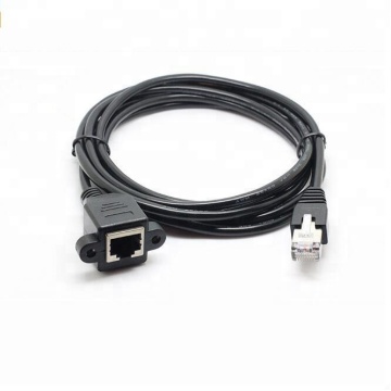 Cat5e RJ45 Male to Female Screw Panel Mount Extension Cable 0.3M