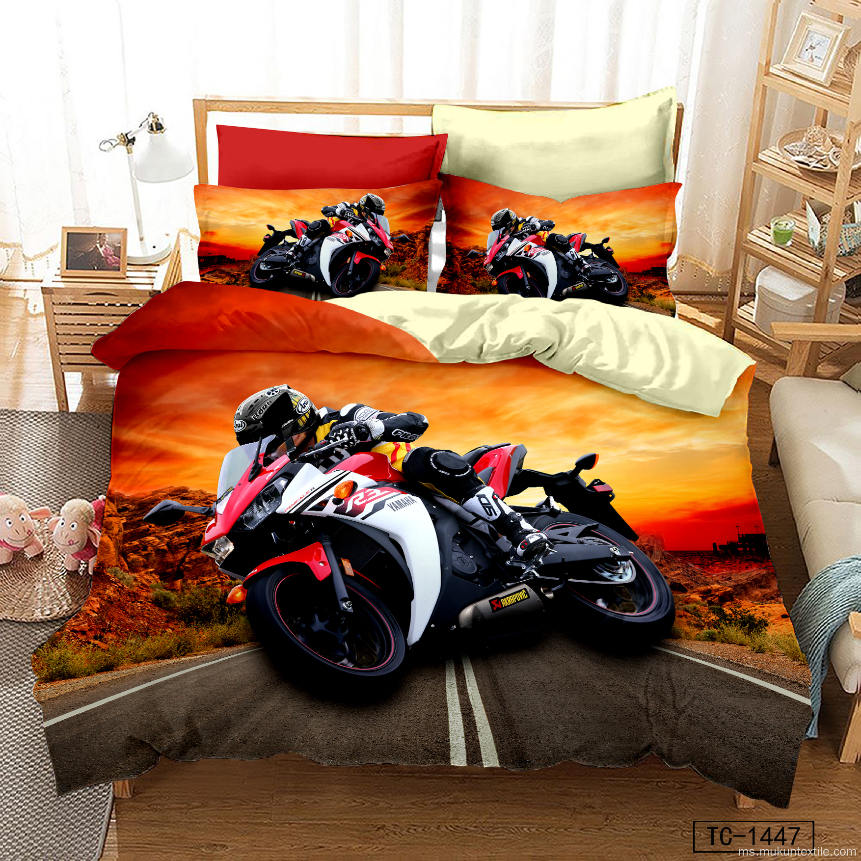 3D Digital Bedsheet Cetak Duvet Cover Bedding Set