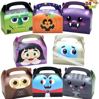 Halloween Cardboard Gift Box - Funny Little Devil Donut Cake Box with Handle