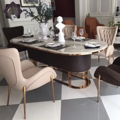 Northern Europe Domestic Marble Rectangular Dining Table and Chairs