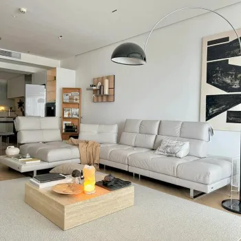 Customizable Modular Sectional Sofa with Tufted Reclining Seats Solid Wood Frame