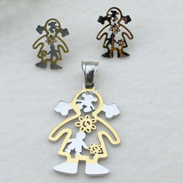 Simply Design Little Girl Pendant, Made of Stainless Steel