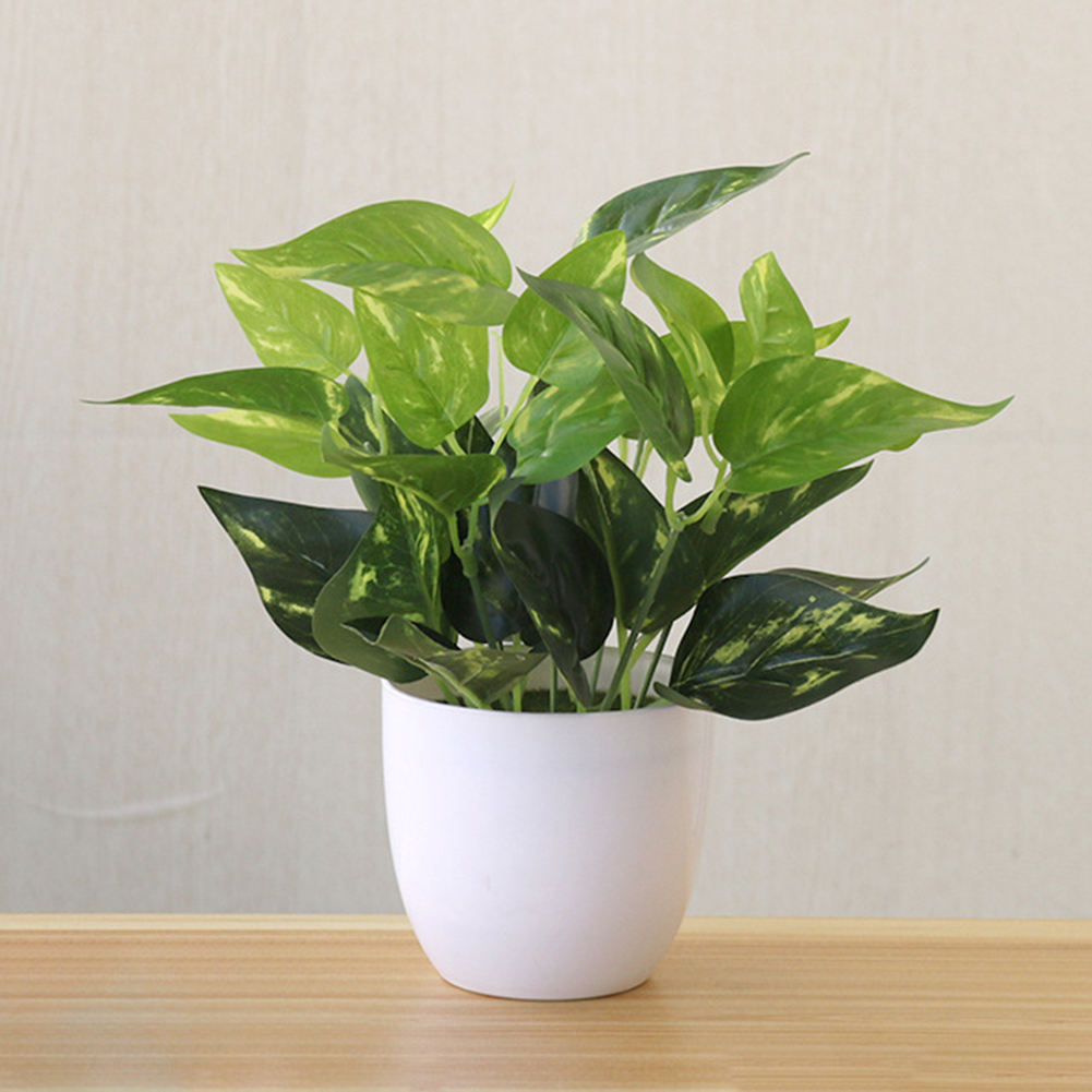 Fresh Artificial Foliage Plant Potted Bonsai Wedding Party Mall Desktop Decor With Basin