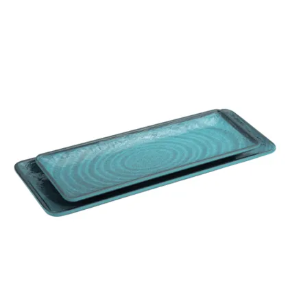 Hammer Rock Surface Long Rectangular Melamine Snack Tray
