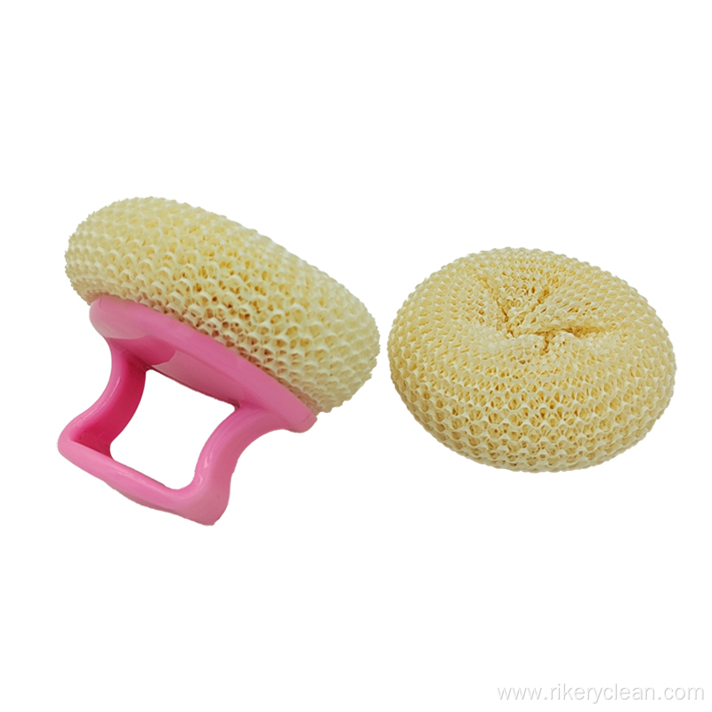 Round Cleaning Scrubber with Plastic Handle