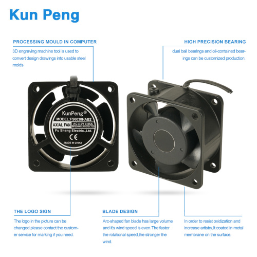 220v 230v 60*60*30 Ac Mini Alloy Fan
