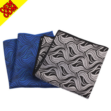 Factory New High Quality Men's 25x25cm Custom Logo Wave Pattern Pocket Square for Wholesale
