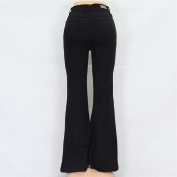 Cheap Jeans Ladies Black Flared Pants Wholesale