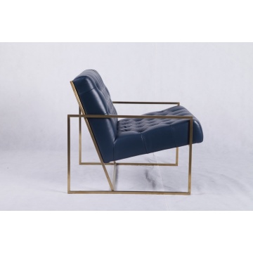 blue leather thin frame lounge chair