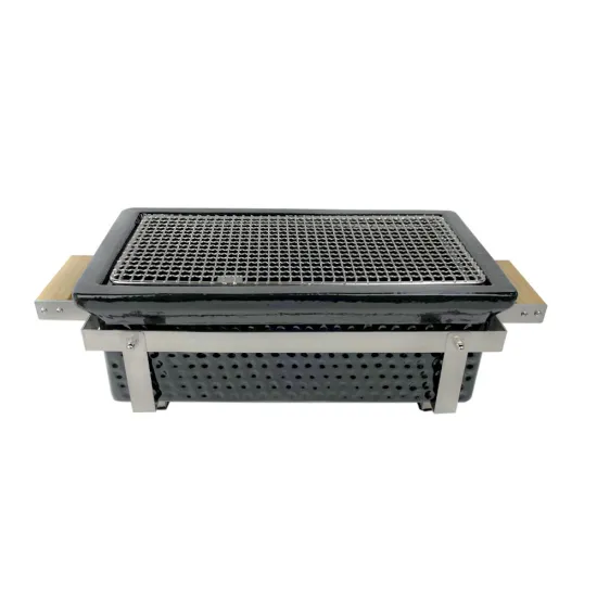 Auplex Charcoal Ceramic Kamado Square Hibachi Japanese Grill for indoor or outdoor BBQ