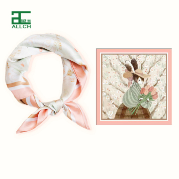 Custom Summer Explosion Small Square Scarf - Printed Logo Fashion Silk Scarf for Women