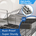 Folding tier kitchen stainless steel dish drying rack