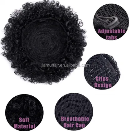 Drawstring Afro Kinky Curly Cozy  Pony Tail  Ponytails Hair Extensions Puff Bun Synthetic Hair Chignon Ponytails Wholesale