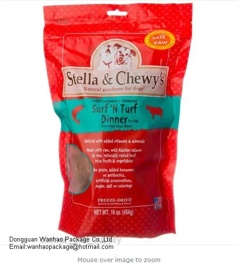 Zip top standup cat food packaging bag