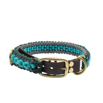 Luxury Custom Adjustable Leather Strap Paracord Dog Collar