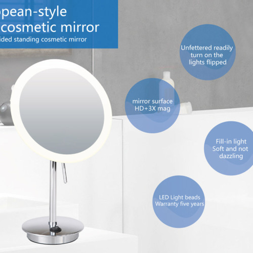 Lighted frameless standing mirror