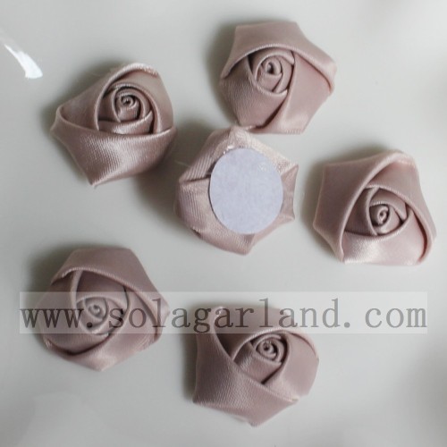 23 MM satijnen lint handgemaakte stof gerold rozet roze bloemen