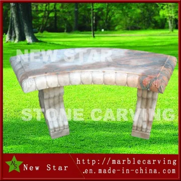 Simple Carving Stone Bench in Garden