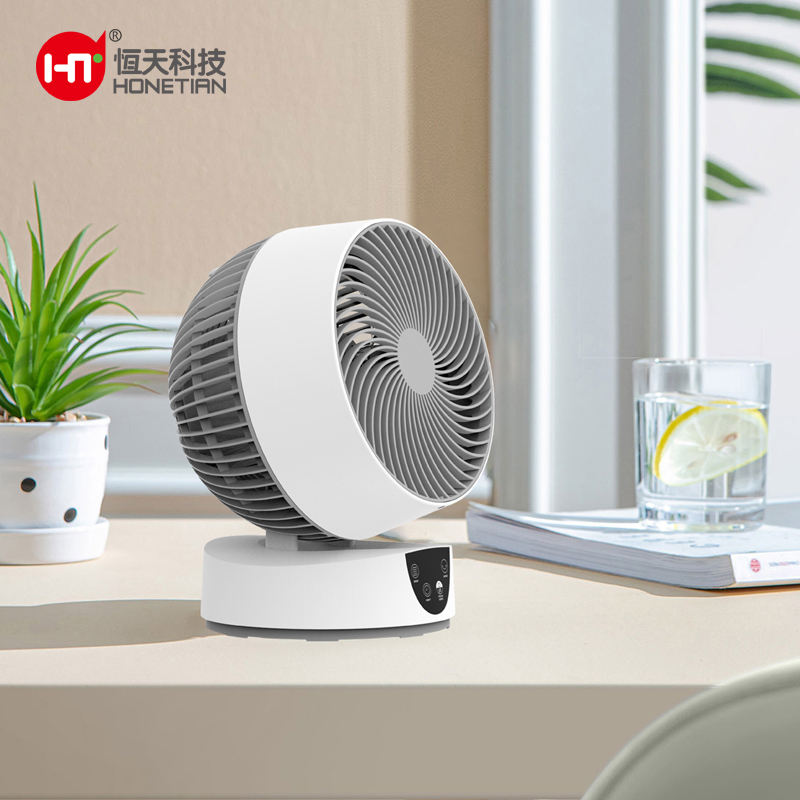 HONETIAN LED display 3 speeds 4 modes 9 timer remote control 8 inches AC air circulator indoor plastics white colour table fan