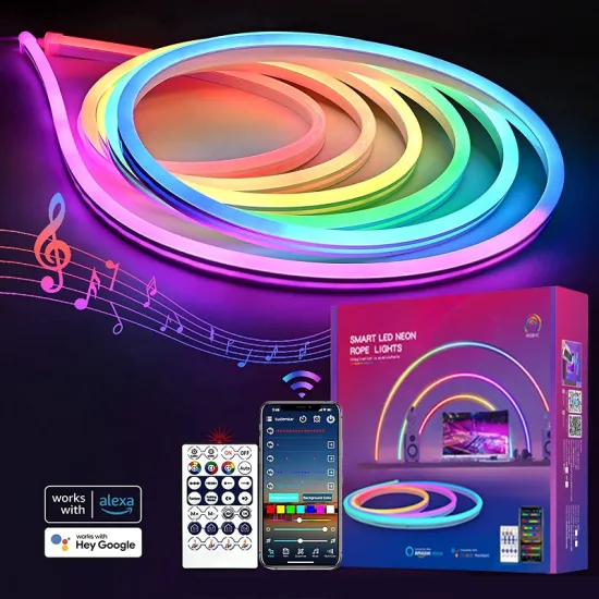 Multicolor Bedroom Wall Decor: 12/24 Volt RGB Flex LED Neon Rope Light