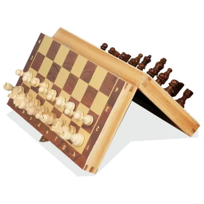 International Wooden Folding Chess Board - Portable Home & Travel Entertainment