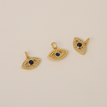 18k Gold Pendant with Zircon Evil Eye Inlay - Personality Trend Jewelry Supplier