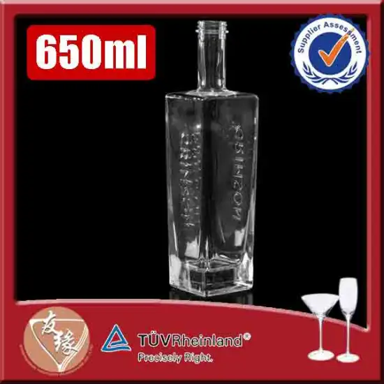Glass Material and aluminum cap Sealing Type 650 ml glass spirit liquor bottle prices