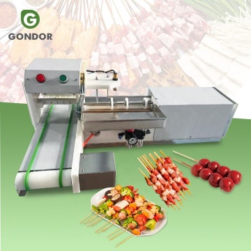 Automatische BBQ Shish Kebab en Satay Meat Maker Machine