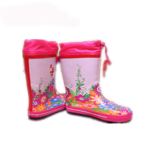 Botas de lluvia para niños con cuerda impermeable con cordón