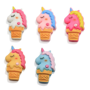 Mignon cheval crème glacée résine Flatback Cabochons dessin animé Slime charmes Miniature maison de poupée Cupcake ornements Scrapbooking bricolage