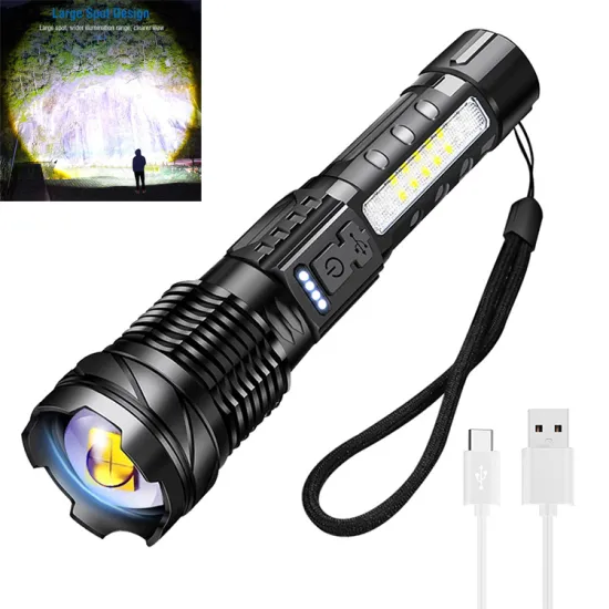 30W Rechargeable Waterproof Tactical Flashlight - High Power LED Zoomable Torch