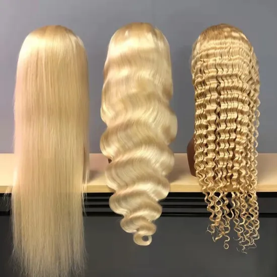 180 200 Density Pre Pluck Blonde 613 Hd Full Lace Wig Human Hair Unprocessed Cuticle Aligned Hd Deep Wave Lace Frontal Wig