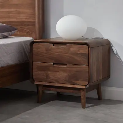 Minimalist Black Walnut Bedside Cabinet for Home Use