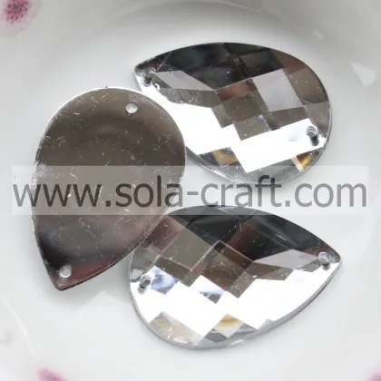 Making 20*30mm Crystal Silver Acrylic Amlond Cut Peardrop Sequin Mirred Crystal Bead Gallery