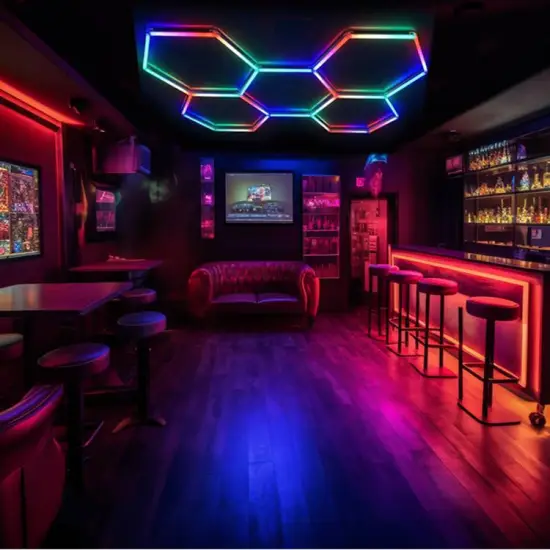 Customized RGB LED Hexagon Garage Lights for Parking Garages and Commercial Warehouses (85-265V)